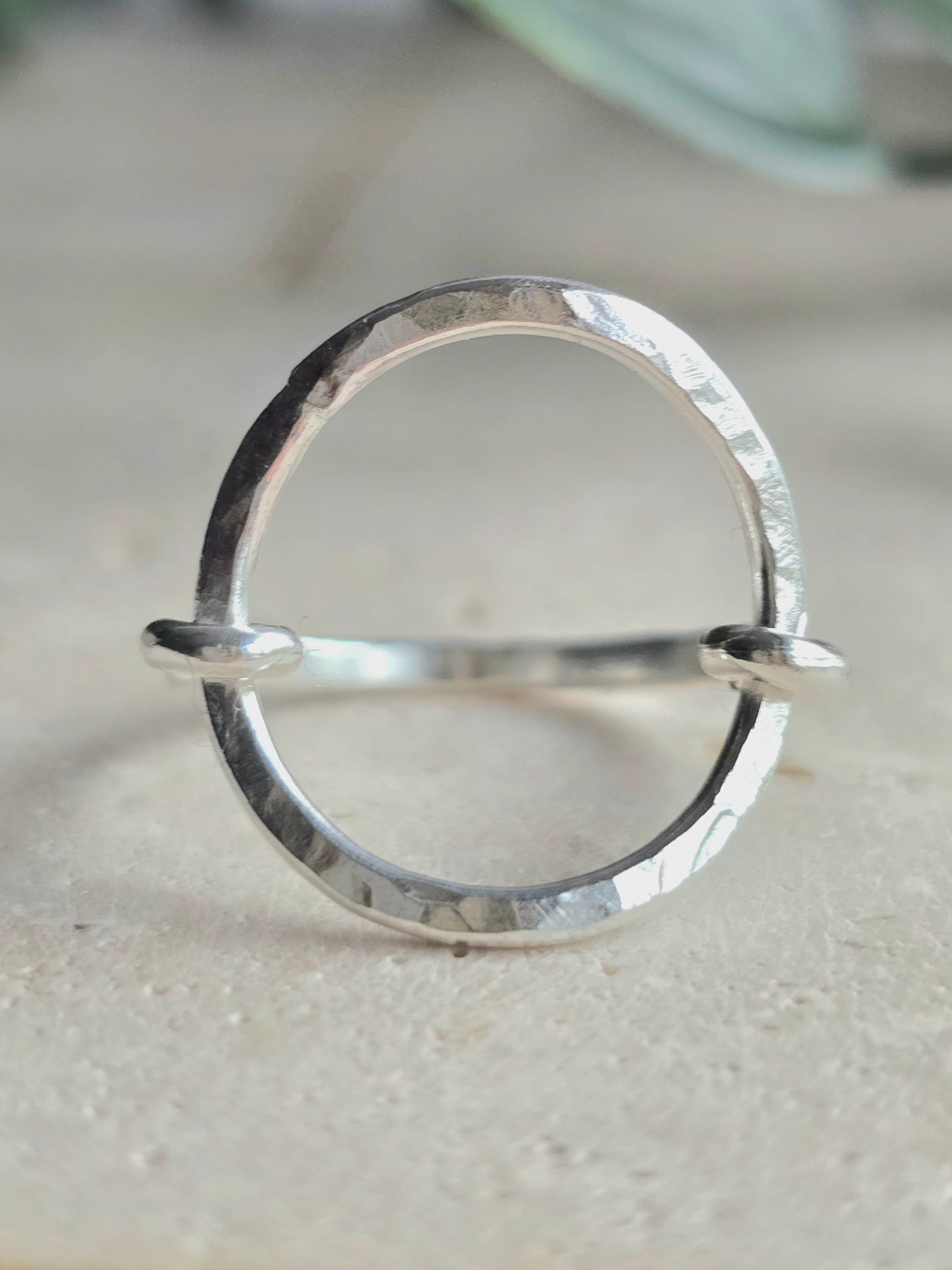 Open Circle Ring - Hammered Silver Ring