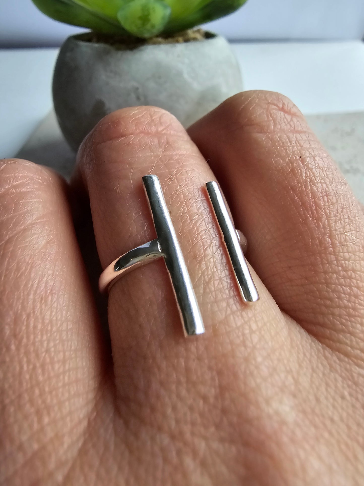 Passage to Sea Ring |  Open  Silver Bar  Ring