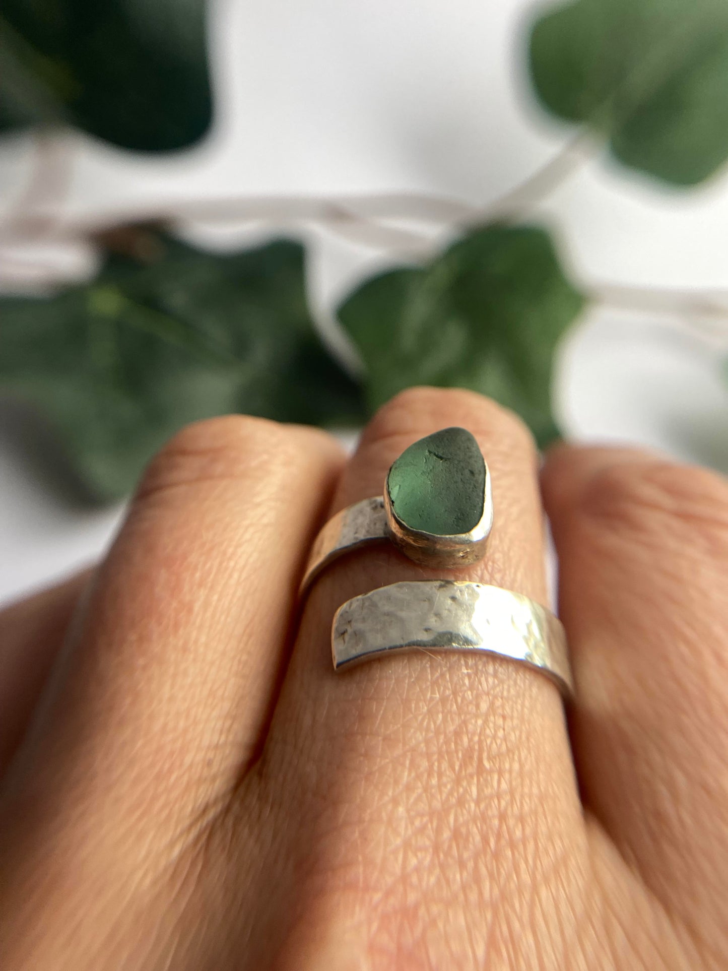 Changing Tides Ocean Blue Adjustable Sea Glass Ring