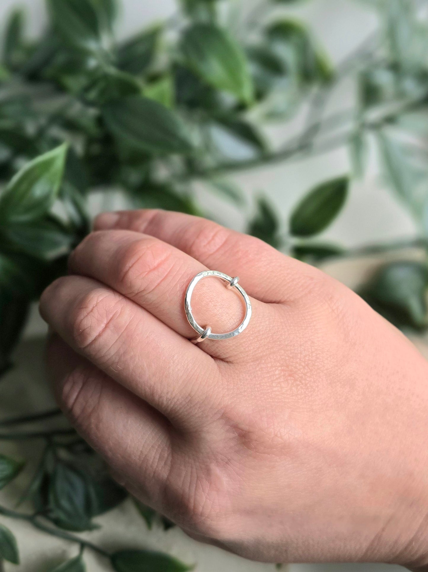 Open Circle Ring - Hammered Silver Ring