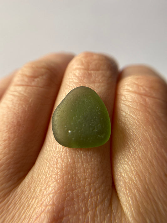 Forest Green sea glass custom made ring