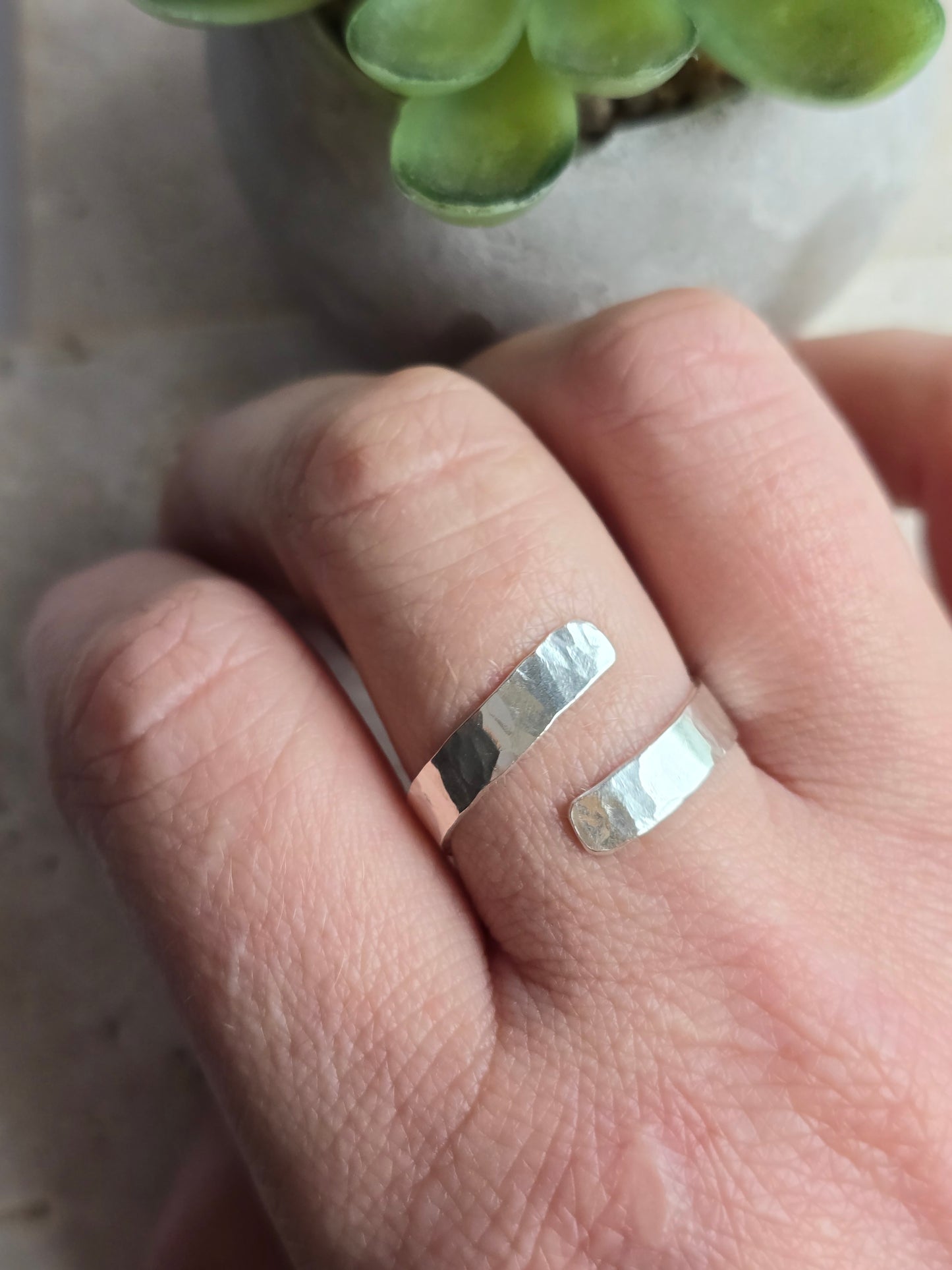 Changing Tides Ring- Hammered Silver Ring