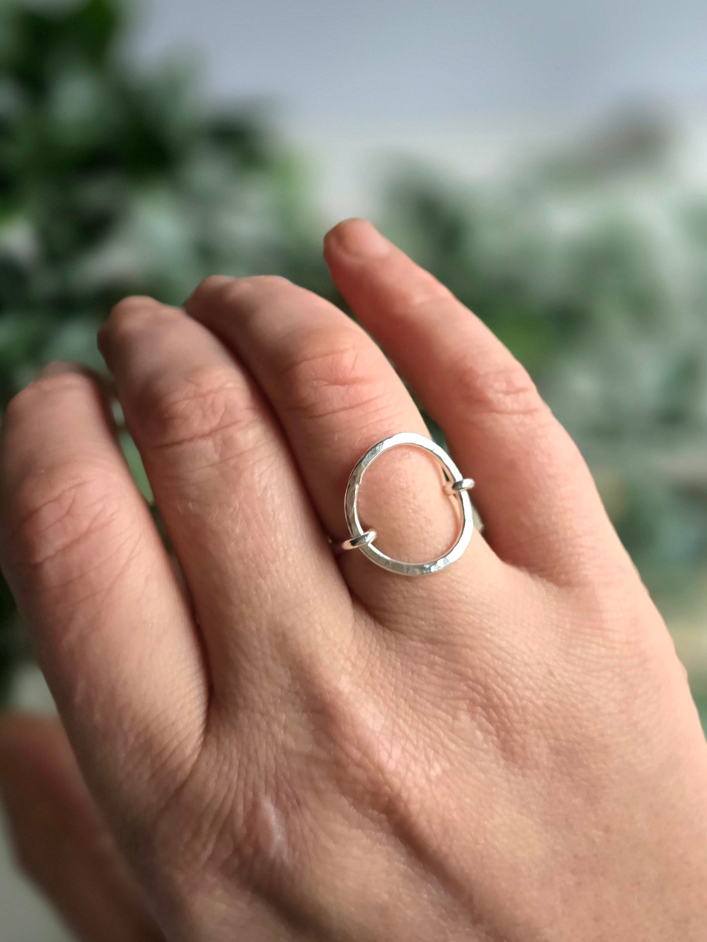 Open Circle Ring - Hammered Silver Ring