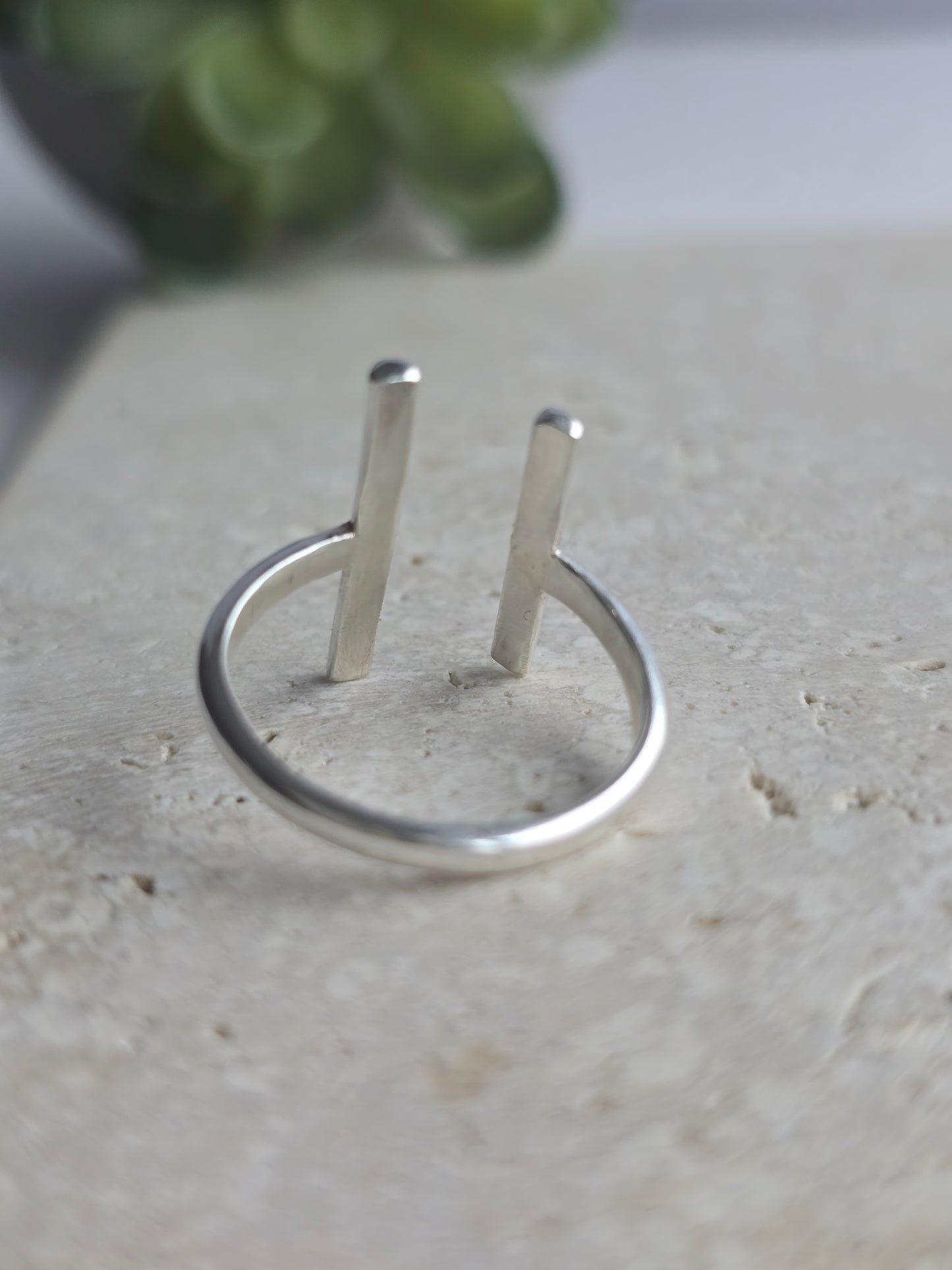 Passage to Sea Ring |  Open  Silver Bar  Ring